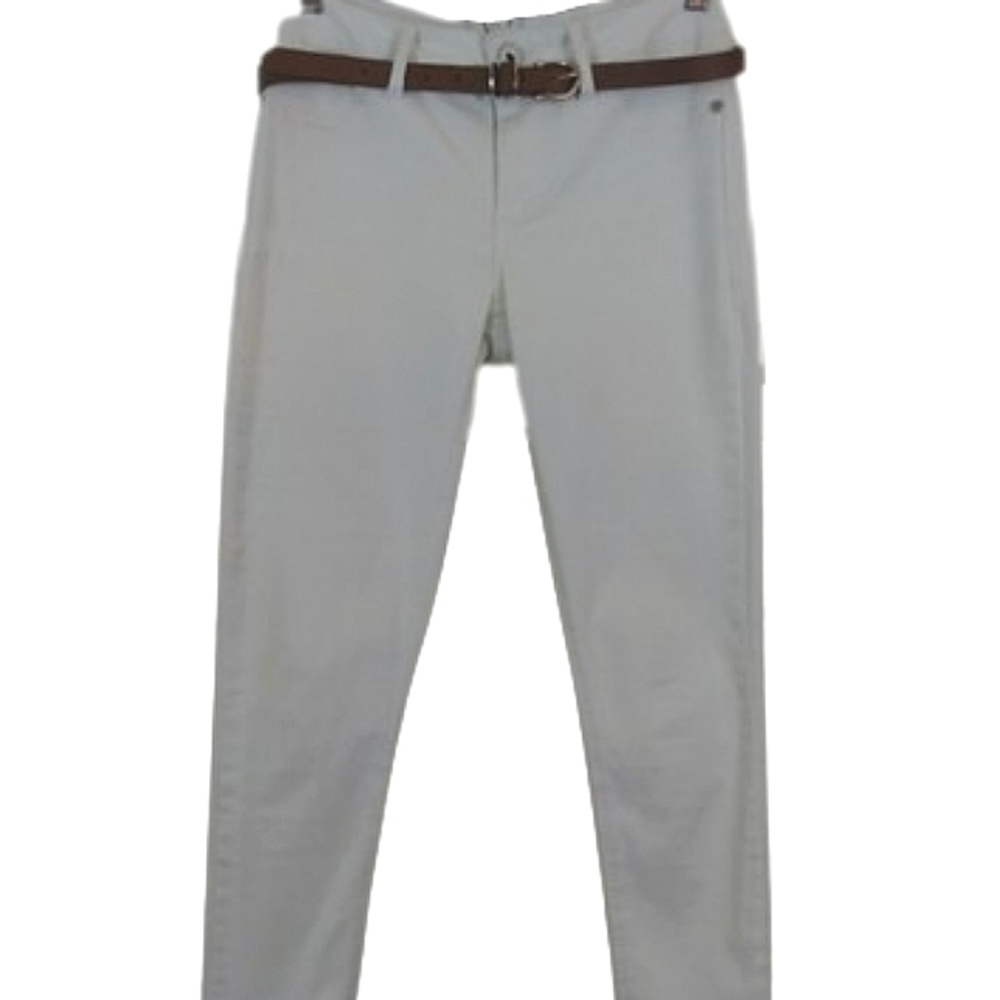 Maurices White Jeans Skinny Jeans Cotton Jegging Neutral Pants & Brown Belt - Picture 1 of 10